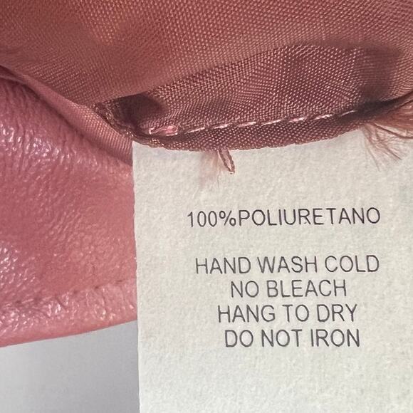 NWT Montrez Moto Jacket Womens M Pink Faux Leather Belted Zipper Edgy Bikercore - Picture 8 of 8